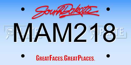 MAM218 South Dakota License Plate