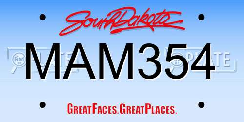 MAM354 South Dakota License Plate