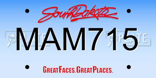 MAM715 South Dakota License Plate