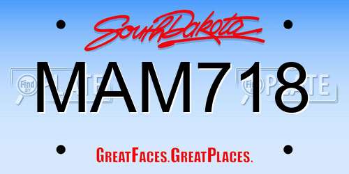 MAM718 South Dakota License Plate