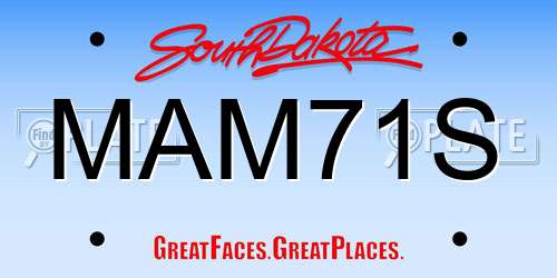 MAM71S South Dakota License Plate