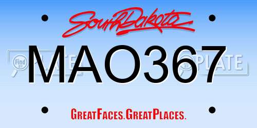 MAO367 South Dakota License Plate