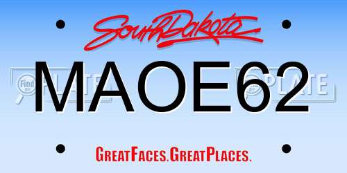 MAOE62 South Dakota License Plate