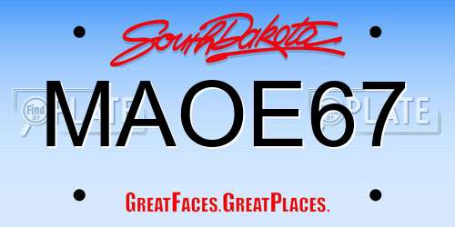 MAOE67 South Dakota License Plate