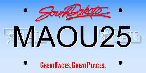 MAOU25 South Dakota License Plate