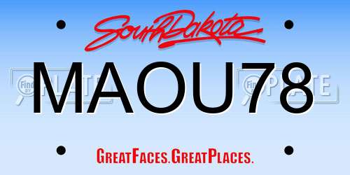 MAOU78 South Dakota License Plate