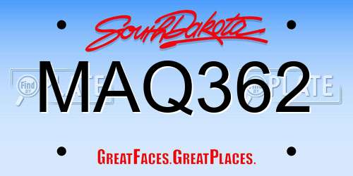 MAQ362 South Dakota License Plate