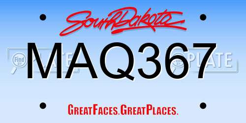 MAQ367 South Dakota License Plate