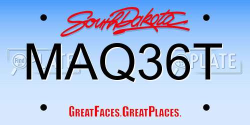 MAQ36T South Dakota License Plate
