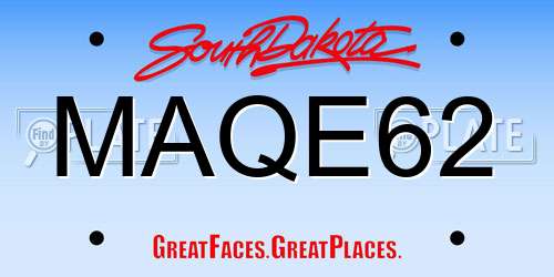 MAQE62 South Dakota License Plate