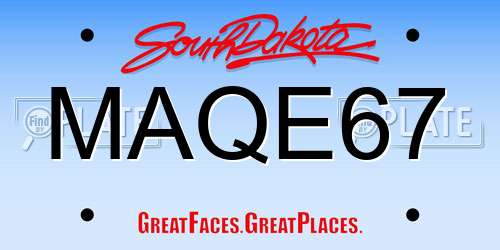 MAQE67 South Dakota License Plate