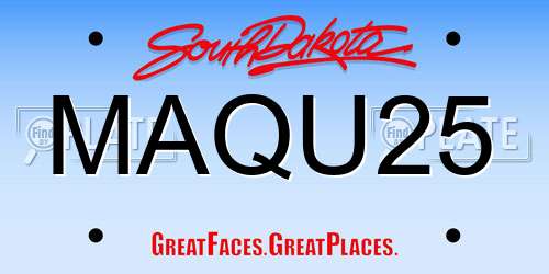 MAQU25 South Dakota License Plate