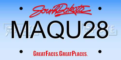 MAQU28 South Dakota License Plate