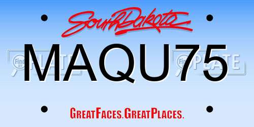 MAQU75 South Dakota License Plate