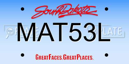 MAT53L South Dakota License Plate