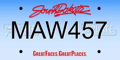MAW457 South Dakota License Plate
