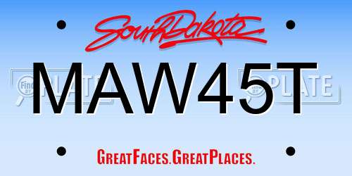 MAW45T South Dakota License Plate