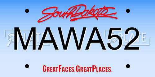 MAWA52 South Dakota License Plate