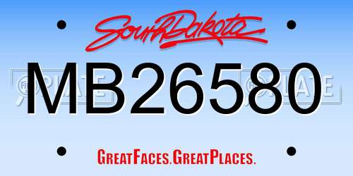 MB26580 South Dakota License Plate