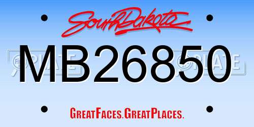 MB26850 South Dakota License Plate