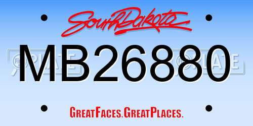 MB26880 South Dakota License Plate