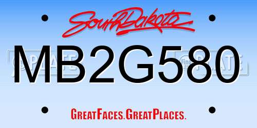MB2G580 South Dakota License Plate