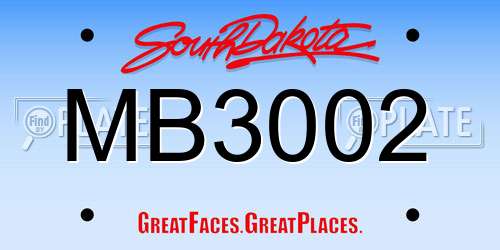 MB3002 South Dakota License Plate