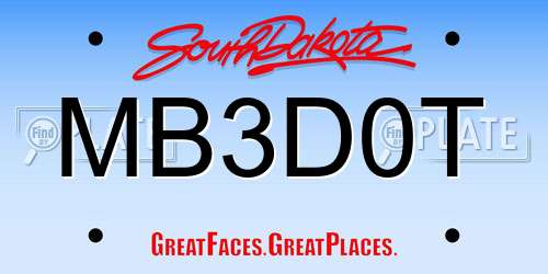 MB3D0T South Dakota License Plate