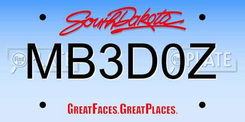 MB3D0Z South Dakota License Plate