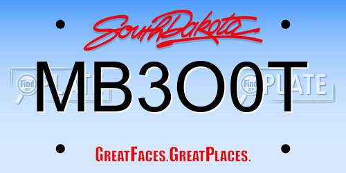 MB3O0T South Dakota License Plate
