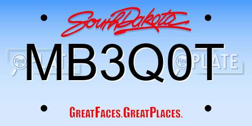 MB3Q0T South Dakota License Plate