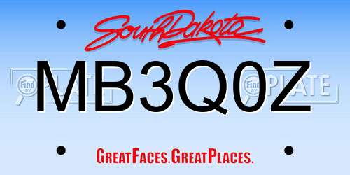 MB3Q0Z South Dakota License Plate