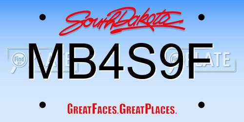 MB4S9F South Dakota License Plate
