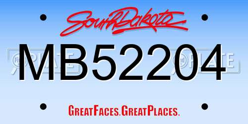 MB52204 South Dakota License Plate