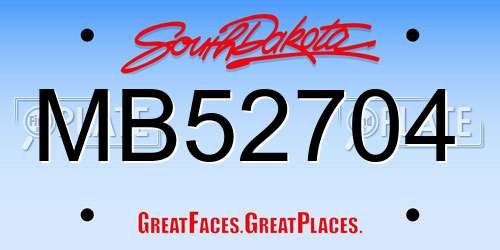 MB52704 South Dakota License Plate