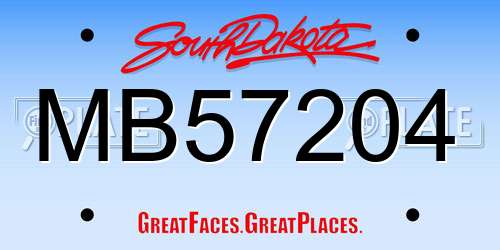 MB57204 South Dakota License Plate