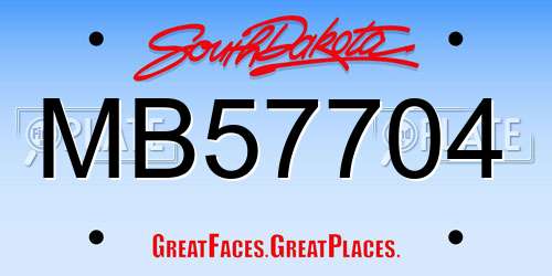 MB57704 South Dakota License Plate