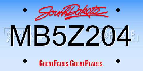 MB5Z204 South Dakota License Plate