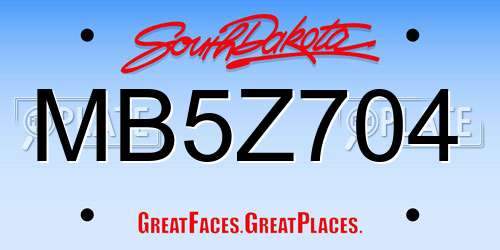 MB5Z704 South Dakota License Plate