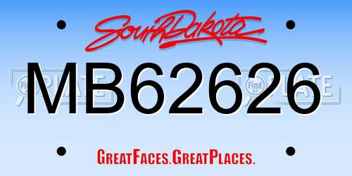 MB62626 South Dakota License Plate