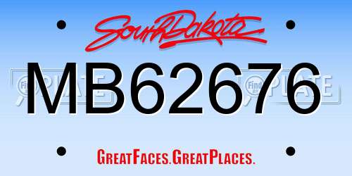MB62676 South Dakota License Plate