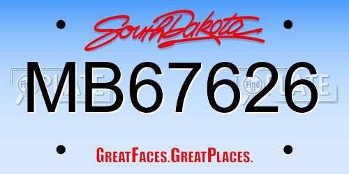 MB67626 South Dakota License Plate