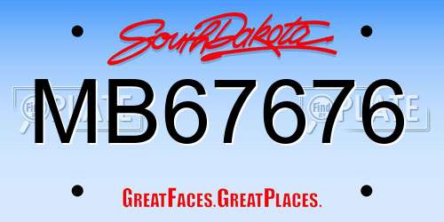 MB67676 South Dakota License Plate