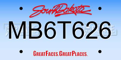 MB6T626 South Dakota License Plate