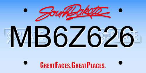 MB6Z626 South Dakota License Plate