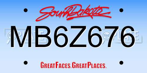MB6Z676 South Dakota License Plate