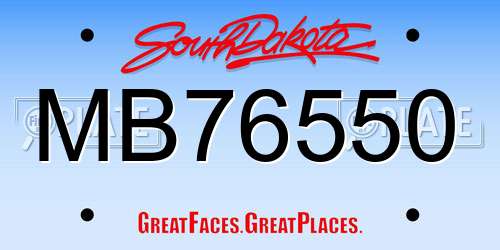 MB76550 South Dakota License Plate