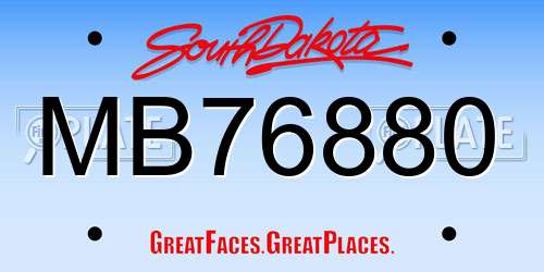 MB76880 South Dakota License Plate
