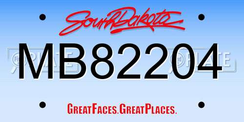MB82204 South Dakota License Plate