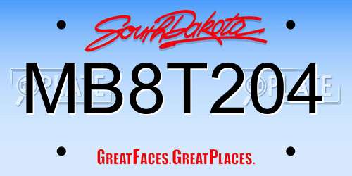 MB8T204 South Dakota License Plate